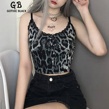 Gothblack Streetwear Slim Backless Lace Leopard Camisole Gothic Women Splice Bow Tank Top Female Summer Nightclub Party Tops 2024 - buy cheap