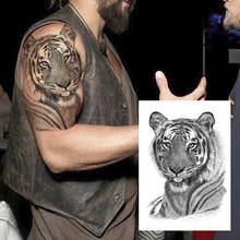 Black 3D Tiger Tattoos Temporary For Men Boys Fake Waterproof Tattoos Sticker Realistic Body Art Decor Tatoos Makeup Tools Paste 2024 - buy cheap