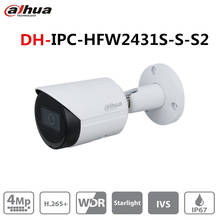 Original dahua versão internacional IPC-HFW2431S-S-S2 4mp câmera ip ir30m ip67 embutido sd slot para cartão p2p câmera 2024 - compre barato