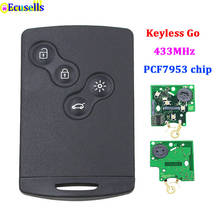 4 Buttons Passive Keyless Go / Entry Remote Car Key Smart card 433MHz PCF7953 Chip For Renault Clio IV Captur uncut VA2 blade 2024 - buy cheap