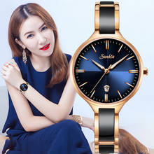 Sunkta, relógios de luxo, presentes de cristal, relógio de pulso feminino à prova d'água, ouro rosa, pulseira de aço para mulheres, relógio de marca superior 2024 - compre barato