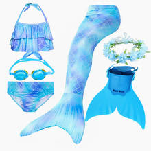 Kids Swimming Mermaid Tail Ariel Costumes Cosplay Bikini Set can add with Monofin Flipper Swimsuit Bating Bikini Suit for Girls 2024 - buy cheap