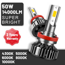 Carlitek H8 LED Headlight Bulbs H4 H7 H11 H9 9005 9006 HB3 HB4 4300K 5000K 6000K 8000K 10000K Fan Cooling Car Lights Mini Size 2024 - buy cheap