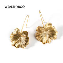 Simple Leaf-Shaped Dangle Drop Earrings Gold Metal Jewelry Accessories Vintage Gold Hollow Leaf Drop Earring For Women 2022 - buy cheap