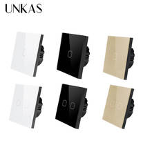UNKAS-interruptor eléctrico con Panel de cristal, Interruptor táctil estándar de 1 entrada/2 entradas, interruptor de pared con luz de 1 vía, solo función táctil, para UE/Reino Unido 2024 - compra barato