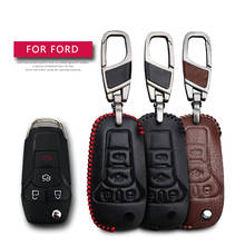 KUKAKEY 4 кнопки раскладной Складной автомобильный чехол для ключа для Ford Focus 2 3 Fiesta Escape Fusion Kuga кожаный брелок для ключей чехол сумка 2024 - купить недорого