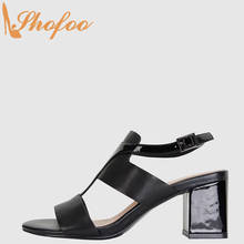 Black Patchwork High Chunky Heels Women Sandals Open Toe Ankle Strap Buckle Large Size 41 42 Ladies Fashion Mature Shoes Shofoo 2024 - buy cheap