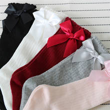 Calcetines de algodón suave de encaje para bebé, medias largas hasta la rodilla con lazo grande, novedad 2024 - compra barato