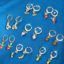 JJFOUCS Shining Multicolor Crystal Fruit Drop Earring for Women Cute Cherry Pineapple Grapes charm Earrings Fashion Jewelry 2024 - buy cheap