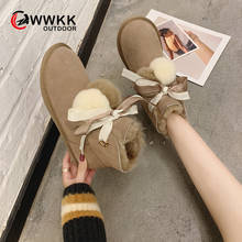 WWKK/Новинка 2019 года; зимние женские ботинки; высококачественные кожаные ботинки из замши; женские теплые водонепроницаемые спортивные зимние ботинки; Botas mujer 2024 - купить недорого