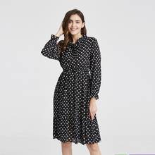 Vestidos de gasa con estampado Floral para mujer, Vestido elegante de manga larga con volantes, cuello levantado y lazo, S-XL, primavera y otoño, 2020 2024 - compra barato