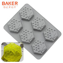 BAKER DEPOT honeycomb soap tool silicone mold for cake pastry bee shape bread pudding jello bakeware DIY cake decorating 6 hole 2024 - buy cheap