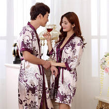 FZSLCYIYI-Conjunto de Kimono de seda para mujer, ropa de dormir para parejas, camisón de baño, albornoz suave, camisón de satén 2024 - compra barato