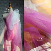 Сетчатая Тюлевая ткань, розовый, белый градиент, «сделай сам», шарф, вуаль, фоновый декор, юбка, платье, свадебное платье, кружевная дизайнерская ткань 2024 - купить недорого