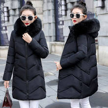 Plus size 6XL Female Coat Autumn Winter With Fur Collar Hooded Cotton Padded Winter Jacket Women Warm Long Outwear Basic Jacket 2024 - buy cheap