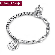 Women Men Bracelet Bangle Real 925 Sterling Silver Letter Loving Smile Pin Splice Box Chain Initial Bracelet Jewelry 2019 B02 2024 - buy cheap