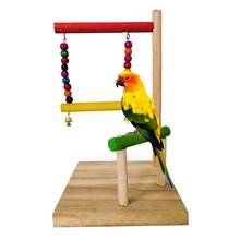 Sino de madeira para suspensão de papagaio, brinquedo colorido, haste de perca de pássaro, barra, contas de decoração de gaiola de animais de estimação 2024 - compre barato