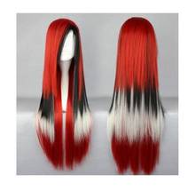 Zhaoxia + + 01529 @ q8 + + 2016 novo estilo 80cm cabelo humano longo em linha reta cor misturada peruca cosplay 2024 - compre barato