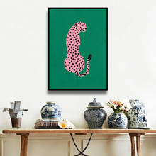 Home Decor Modular Poster Pink Tiger Green Animal Pictures Wall Art Cartoon Canvas Printed Painting Living Room Modern Artwork 2024 - buy cheap