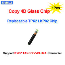 Chip de vidro substituível 4d para cópia, chip de chave automotiva tpx2 lkp02 pode suporte kydz tango vvdi jma máquina (reutilizável) 2024 - compre barato
