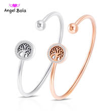 Pulsera de acero inoxidable para Mujer, brazalete de cristal dorado transparente, a la Moda, regalo de joyería de la vida 2024 - compra barato