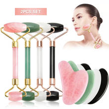 Jade Roller Massager for Face Facial Skin Care Tools Natural Gouache Scraper Body Back Beauty Slimming Massagers Roller Set 2024 - buy cheap