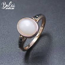 Bolai-Anillo de piedra lunar 100% Natural para mujer, de Plata de Ley 925, chapado en oro rosa, de 10x8mm, joyería fina de piedras preciosas para mujer, regalo de novia 2024 - compra barato