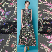 Black bottom silk georgette fabric digital printing mulberry silk clothing silk scarf fabric new product 2024 - buy cheap