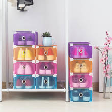 6pcs Women's Transparent Drawer Plastic Shoe Box Storage Shoe Boxes Foldable Stackable Organizer Shoe Case 2024 - buy cheap