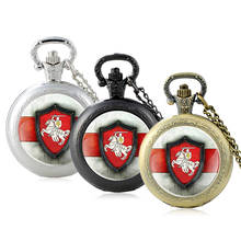 Retro Republic of Belarus Symbol Glass Cabochon Quartz Pocket Watch Vintage Men Women knight Pendant Necklace Chain  Hours Clock 2024 - buy cheap