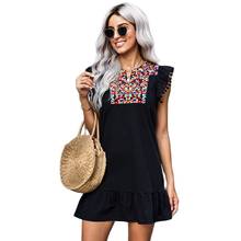 New Design Good Quality Factory Price Fashion Hot Selling Women's Embroidered Fringe-Breasted High-Waisted Dress 2024 - buy cheap