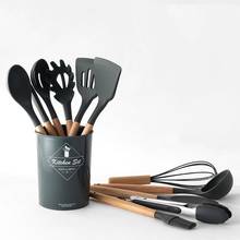 Silicone Kitchen Tools Cooking Sets Soup Spoon Spatula Non-stick Shovel with Wooden Handle Special Heat-resistant Design 2024 - buy cheap