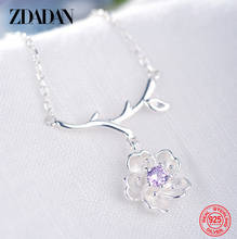ZDADAN 925 Sterling Silver Flower Amethyst Necklace For Women Fashion Jewelry Party Gift 2024 - buy cheap