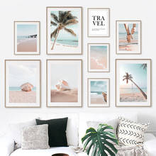 Плакаты и картины с надписью Sea Wave Beach Sailing для пар, скандинавские плакаты и принты на стену, Картина на холсте, настенные картины для декора гостиной 2024 - купить недорого