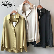 Blusa de seda de imitación con cuello de pico para mujer, camisa de moda coreana, Estilo Vintage, 5273 50 2024 - compra barato