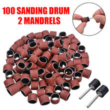 100 piezas 3/8 "80 lijadoras bandas de lijado Kit de mangas con 2 uds mandriles de tambor de lija para herramientas rotativas 2024 - compra barato