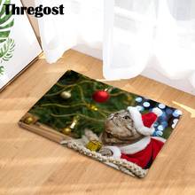 Christmas Home Decoration Doormat Cartoon Pet Printing Flannel Floor Mats Non-slip Mat Hallway Carpet Absorbent Microfiber Rugs 2024 - buy cheap