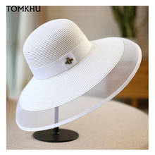 New Fashion Dome Top White Black Summer Sun Hats for Women Straw Hat UV Sun Protection Beach Cap Ladies Visors Derby Travel Cap 2024 - buy cheap