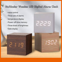 Mini Creative Led Wooden Alarm Clock Wake Up Light Digital External Clock Temperature Date USB Power/Battery Electronic Desktop 2024 - buy cheap
