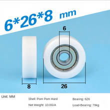 Polea plana de plástico de 6x26x8mm, polea plana de rodamiento de paquete Falt 626zz para impresora 3D DIY, rodillo de puerta y cojinete de ventana de acero 2024 - compra barato