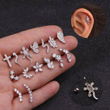1Pc Cross Wings Flower Gecko Star Helix Rook Conch Cartilage Screw Back Ear Piercing Stainless Steel Jewelry Zircon Stud Earring 2024 - buy cheap