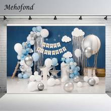 Mehofond Boy 1st Birthday Background Photography Newborn Cake Smash Portrait Balloon Star Blue Backdrop Photo Studio Photocall 2024 - buy cheap