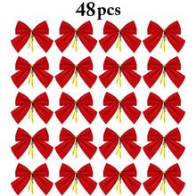 48PCS Christmas Tree Bow Decorative Cute Xmas Tree Ornament Hanging Ornament Red Bowknot Christmas Tree Ornaments 2024 - buy cheap