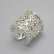 Novo luxo oco-para fora coração anéis de prata para mulher abertura dedo anéis feminino jóias anel aneis femme anillos atacado 2024 - compre barato