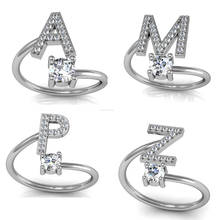 Fashion 26 Letter  silver color Rings for Women Men Anniversary Alphabet A To Z with AAA CZ Open Finger Rings Jewelry 2024 - buy cheap