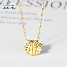 Lamoon 925 colar com pingente de pérolas de água doce, colar feminino banhado a ouro de 14k, joias finas coreano lmni143 2024 - compre barato