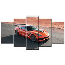 5 peças da arte da parede lona carro super chevrolet corvette zr1 pinturas hd impresso posters modular fotos para sala de estar decoração 2024 - compre barato