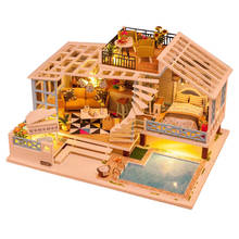 Casa de muñecas en miniatura para niños, juguete de ensamblar madera, muebles, puzle educativo 2024 - compra barato