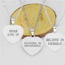 Motivational Stainless Steel Engraved Necklace Churchill Quote "Never Give Up" Letters Pendant Jewelry Graduation Necklace Gifts 2024 - buy cheap