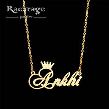 Raexrage Custom Crown Name Pendants Necklaces Stainless Steel Personalized Nameplate Necklace Birthday Gifts 2024 - buy cheap